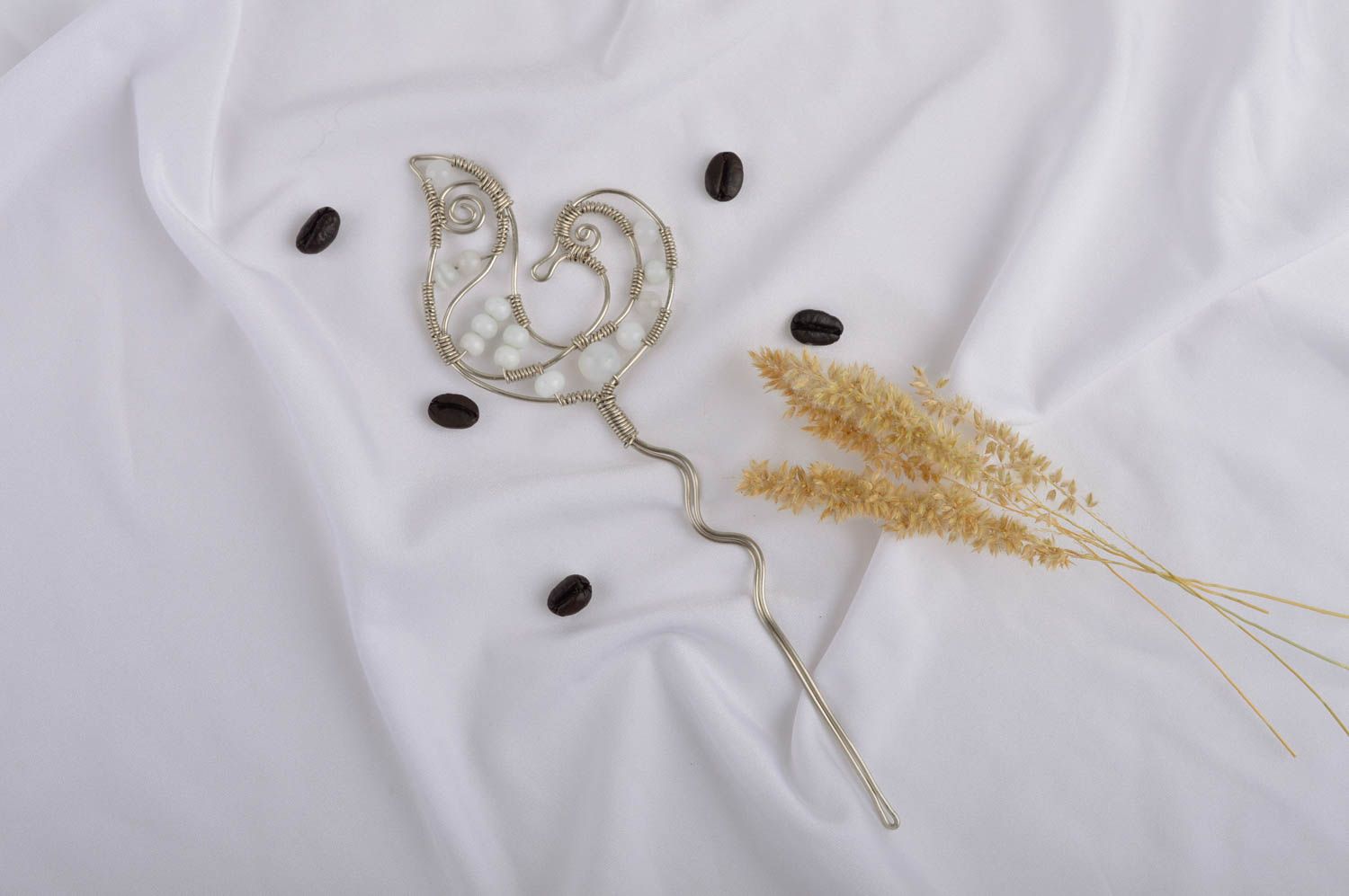 Handmade Haar Nadel Vogel Schmuck für die Haare Accessoire für Frauen mit Perlen foto 1