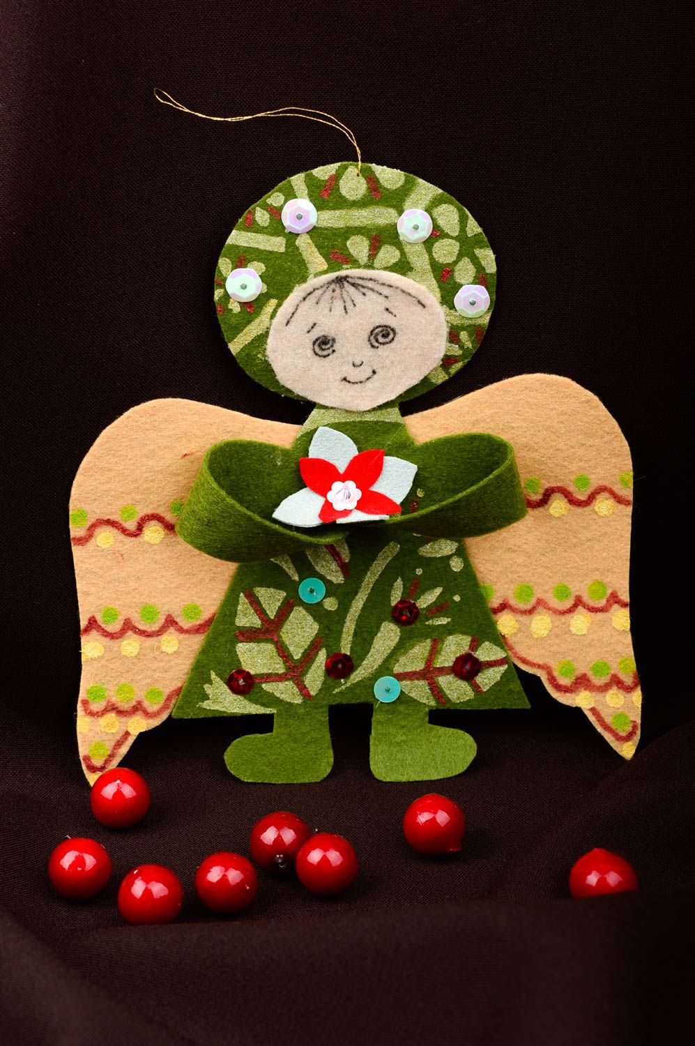Handmade Deko für Weihnachten grüner Engel Wohn Accessoire Tannenbaum Schmuck foto 1