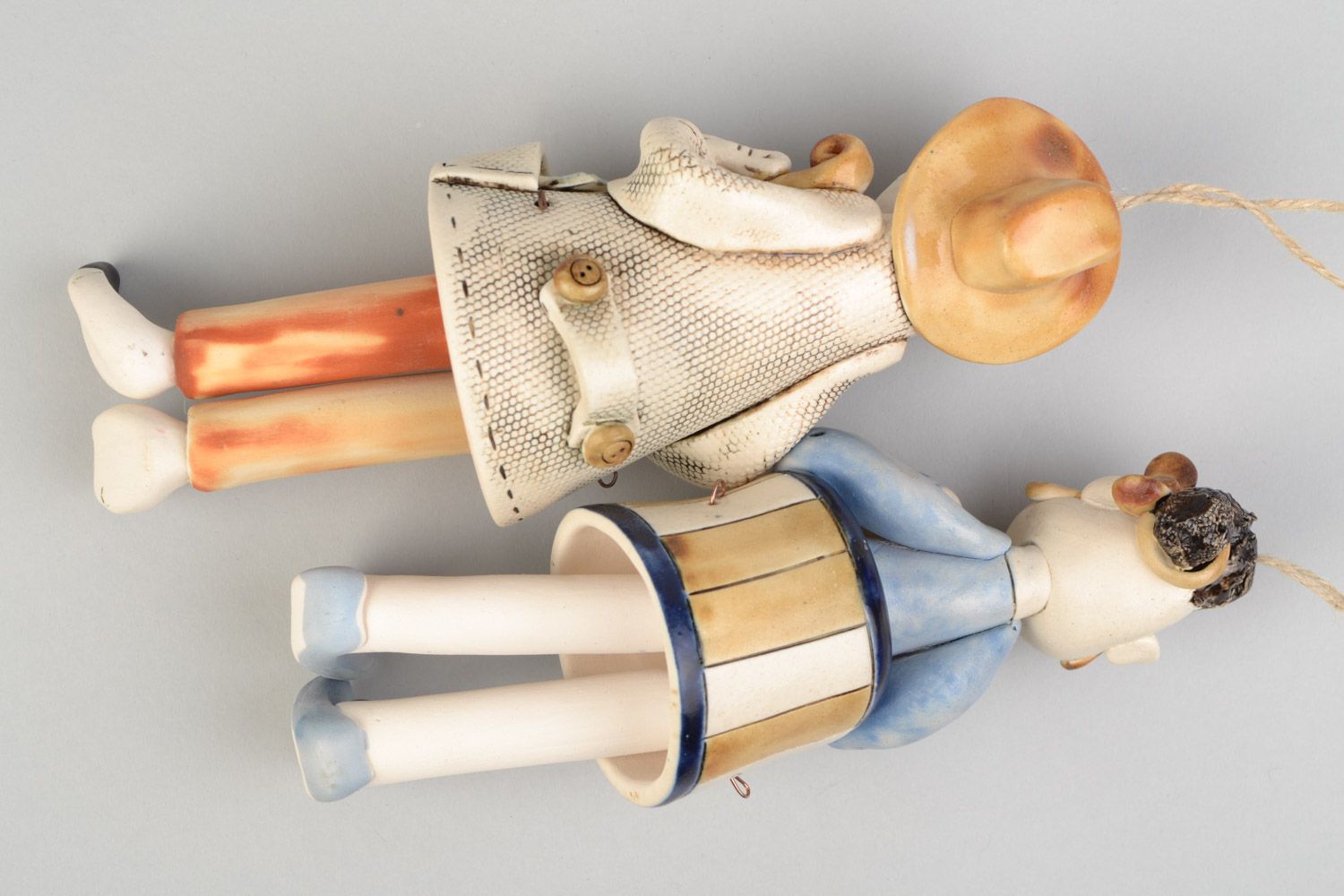 Глиняные колокольчики в виде Сары и скрипача с глазурью ручной работы 2 штуки фото 4