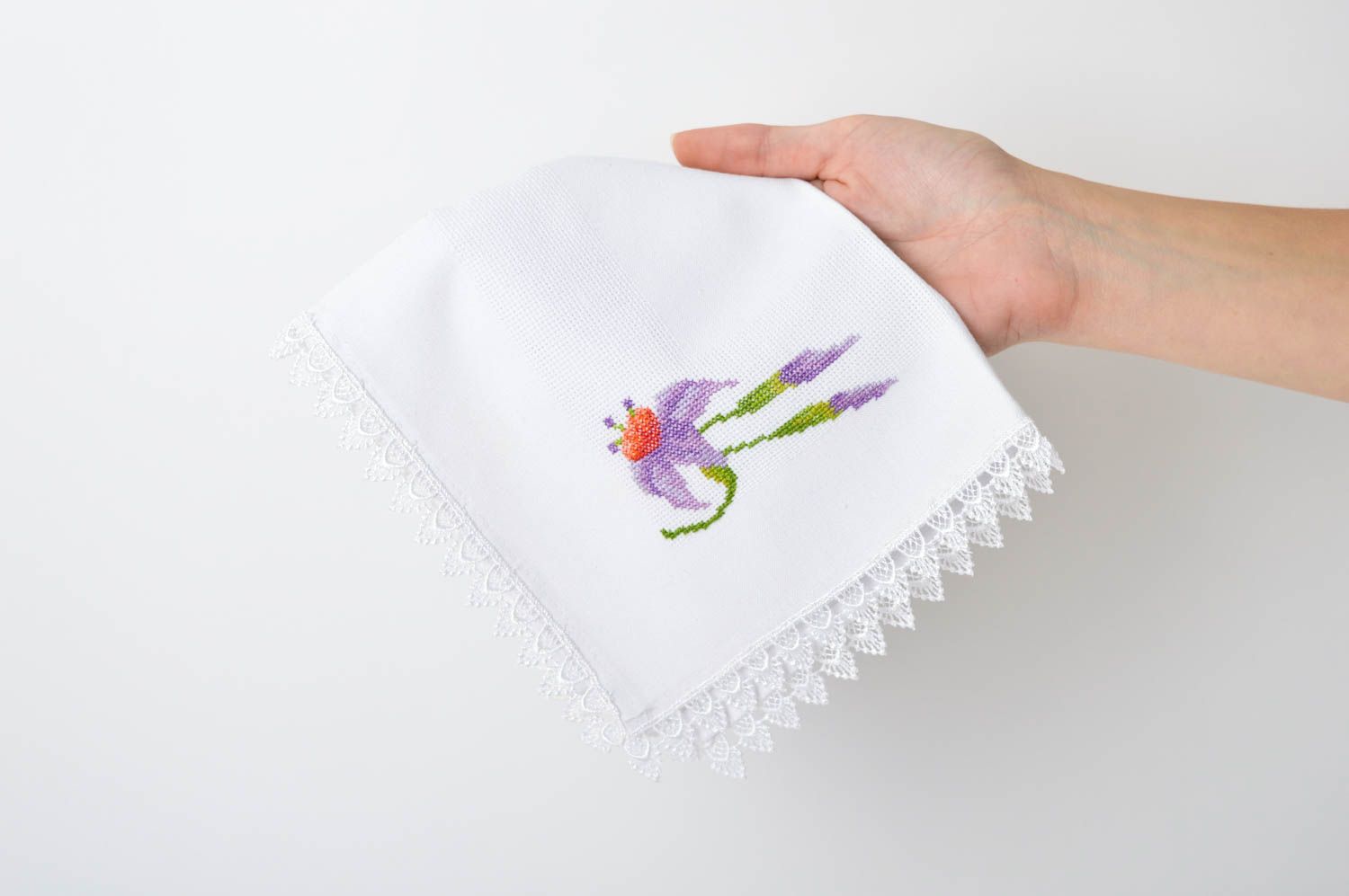 Handmade cross stitch embroidered napkin home textiles table decor ideas photo 2