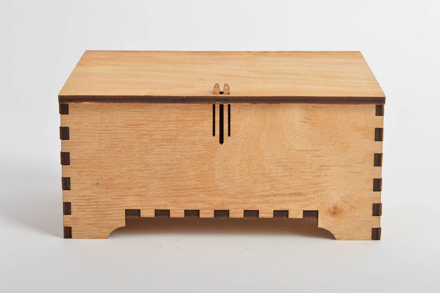 Beautiful blank for creative work jewelry box with lid handmade plywood decor photo 3