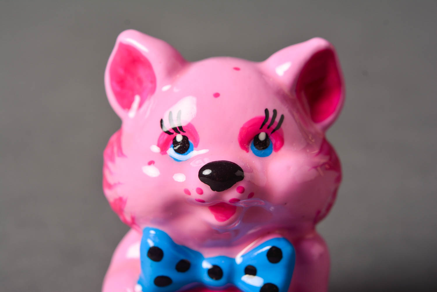 Statuetta in gesso fatta a mano figurina decorativa originale gatto color rosa foto 4