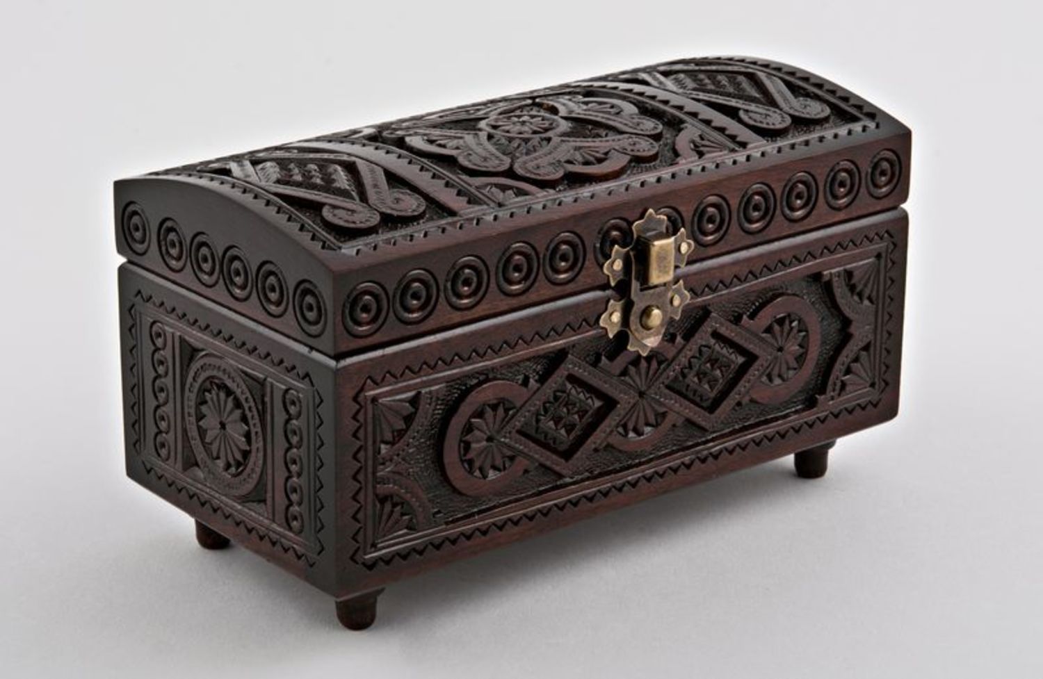 Carved wooden box with a lock photo 2