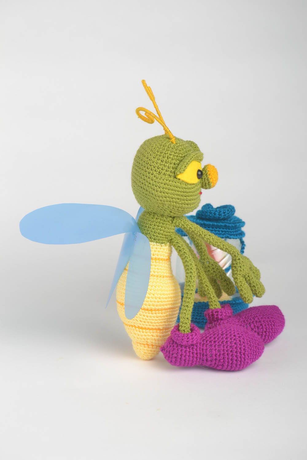 Peluche animal grillon Jouet tricot fait main original décoratif Cadeau enfant photo 2