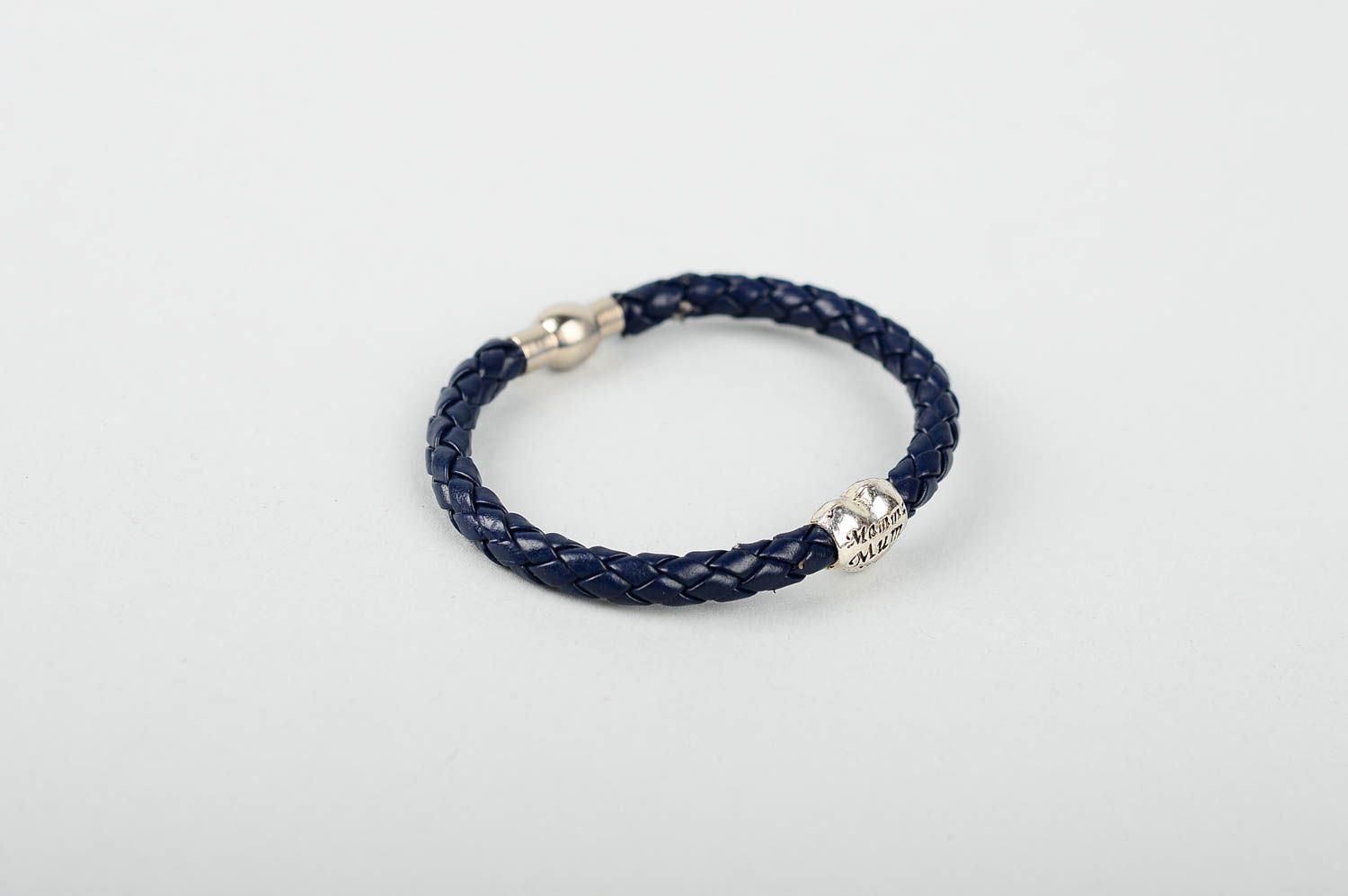 Женский браслет украшение ручной работы стильный браслет синий со вставкой фото 3