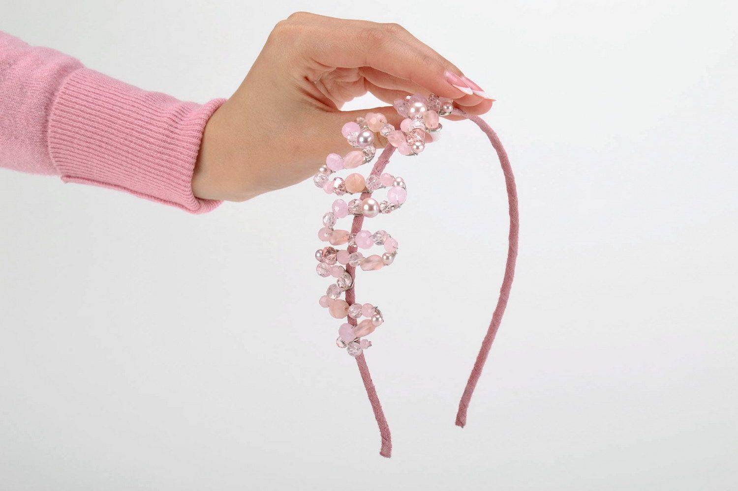 Grinalda para cabelo cor de rosa feita à mão acessórios de cabelo  foto 5