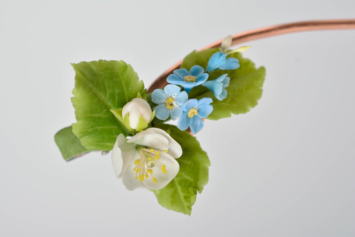 Handmade Blumen Broschen Set 2 Stück aus japanischem Polymerton für Frau foto 5