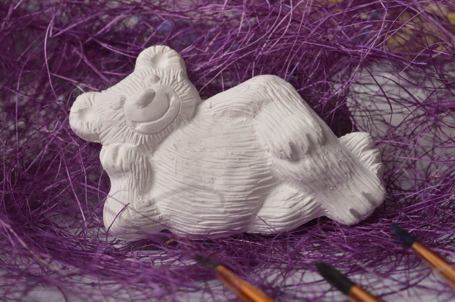 Figurine plâtre faite main Objet à décorer peindre ours Loisirs créatifs photo 1
