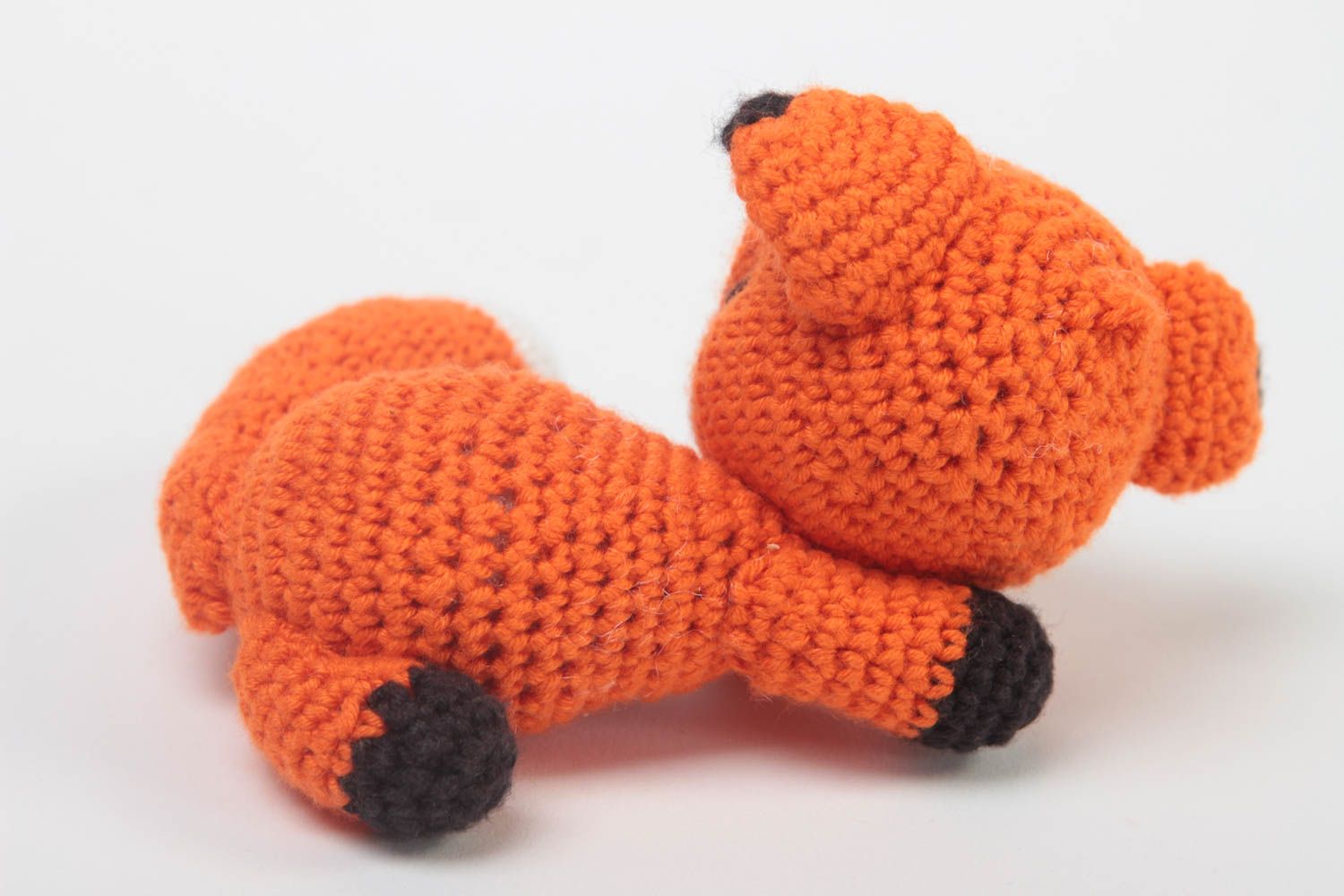 Игрушка крюком ручной работы мягкая игрушка детская игрушка оранжевая Лисенок фото 3