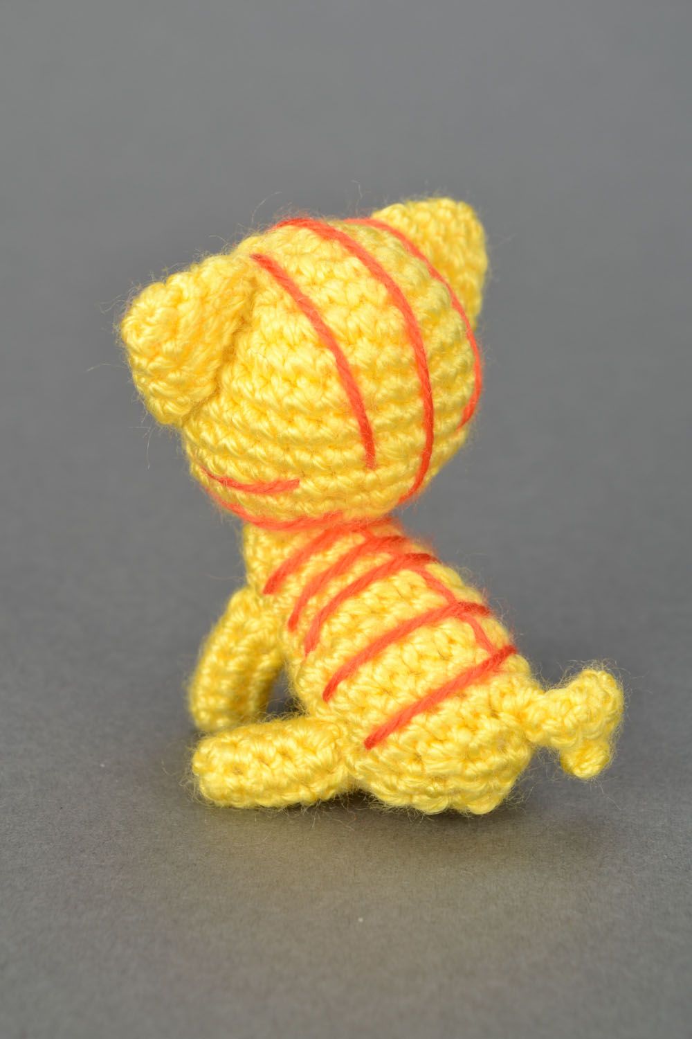 Jouet tricot au crochet Chaton jaune photo 5