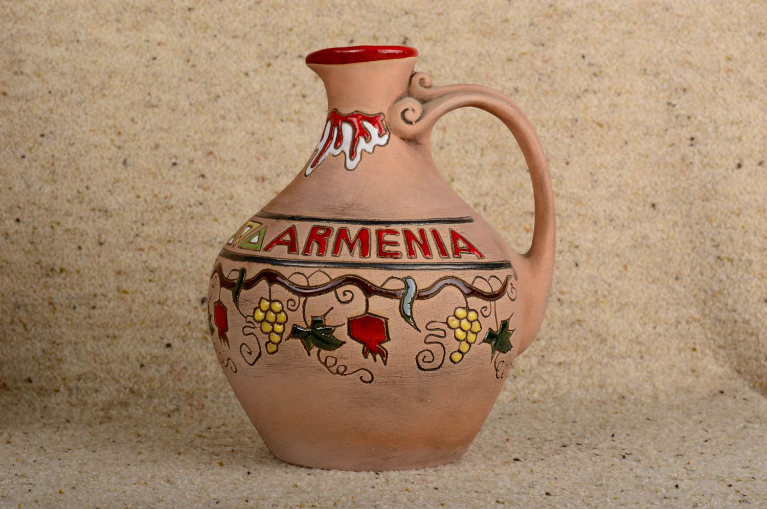 60 oz ceramic wine pitcher decanter with handle in Armenian style 1,6 lb photo 1