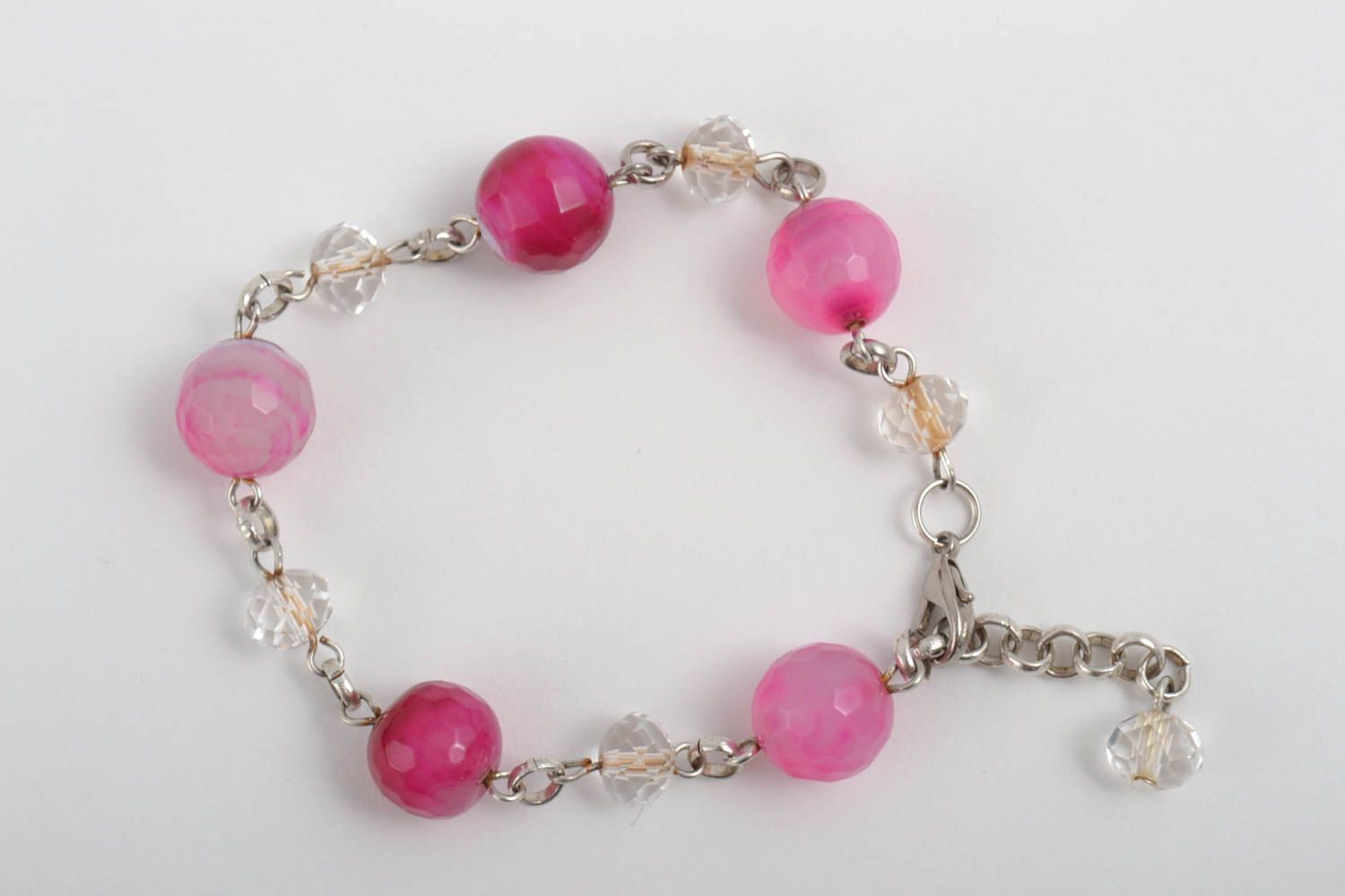 Розовый браслет ручной работы украшение из натуральных камней женский браслет фото 3