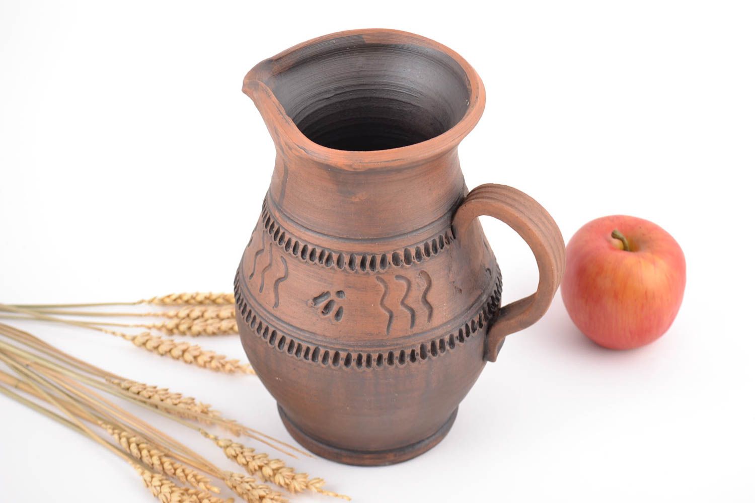 60 oz ceramic jug in brown color with handle 2,81 lb photo 1