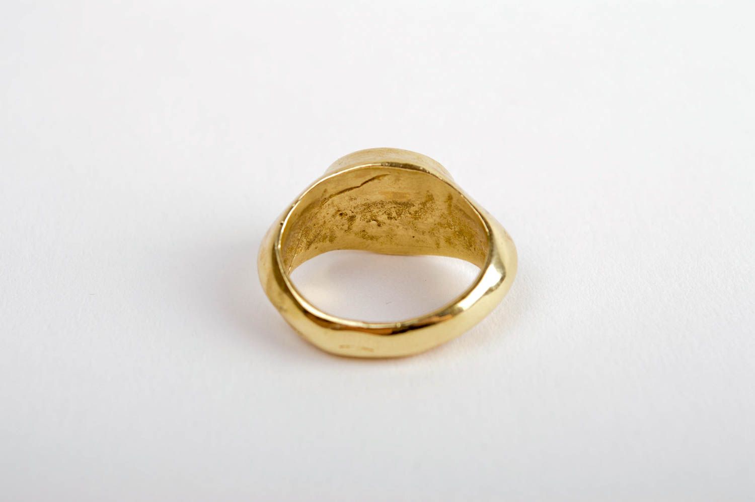 Handmade metal ring stylish designer ring present unusual brass jewelry photo 4