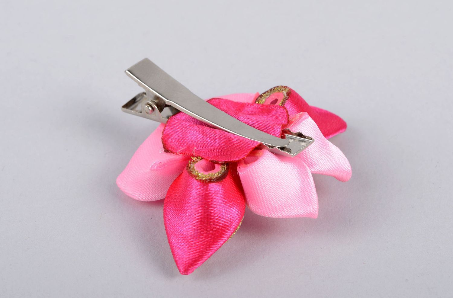 Handmade satin hair accessories hair clip satin flower satin barrette for baby photo 3