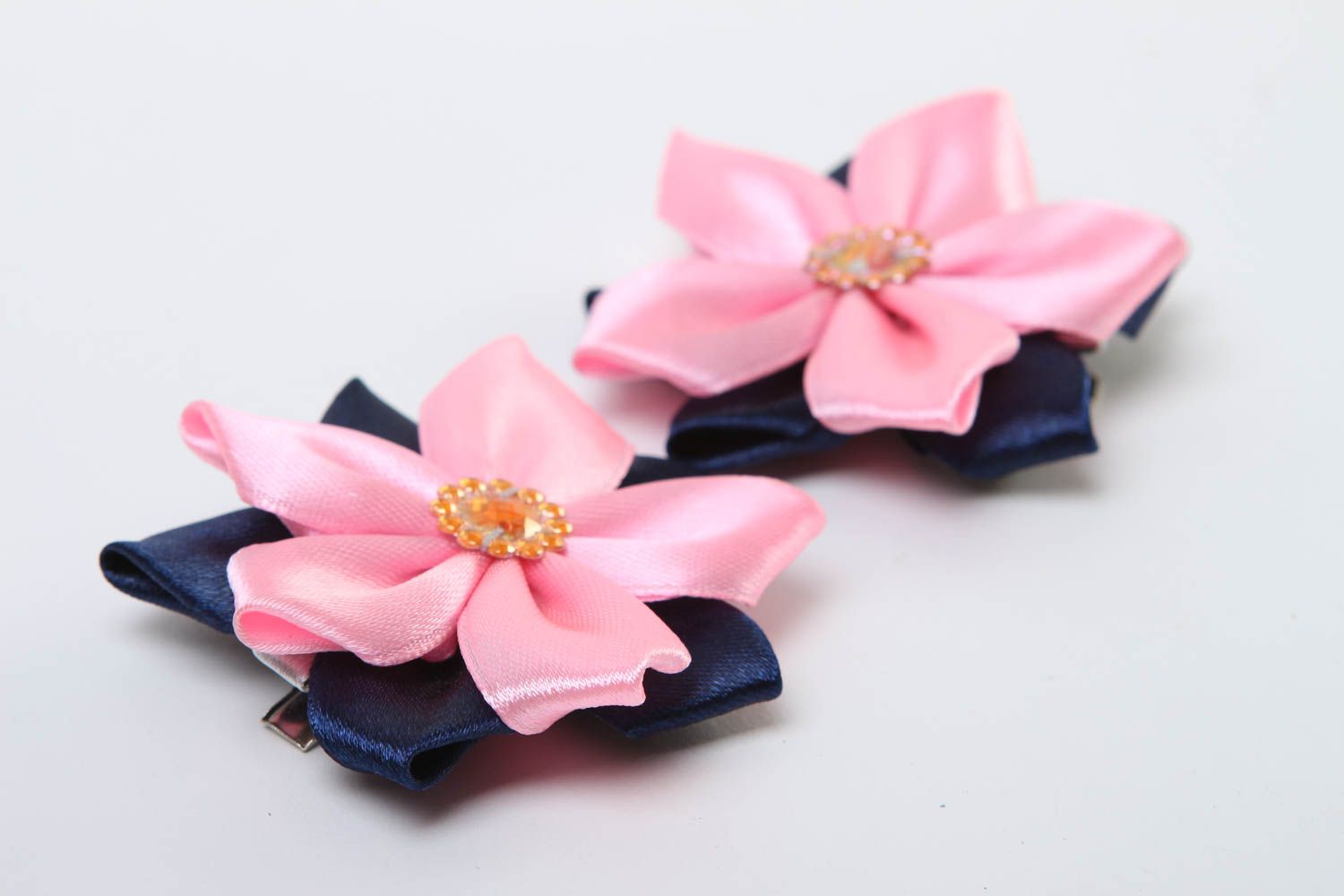 Accessoires für Mädchen rosa Blume Haarspangen handgemachter Schmuck originell foto 3