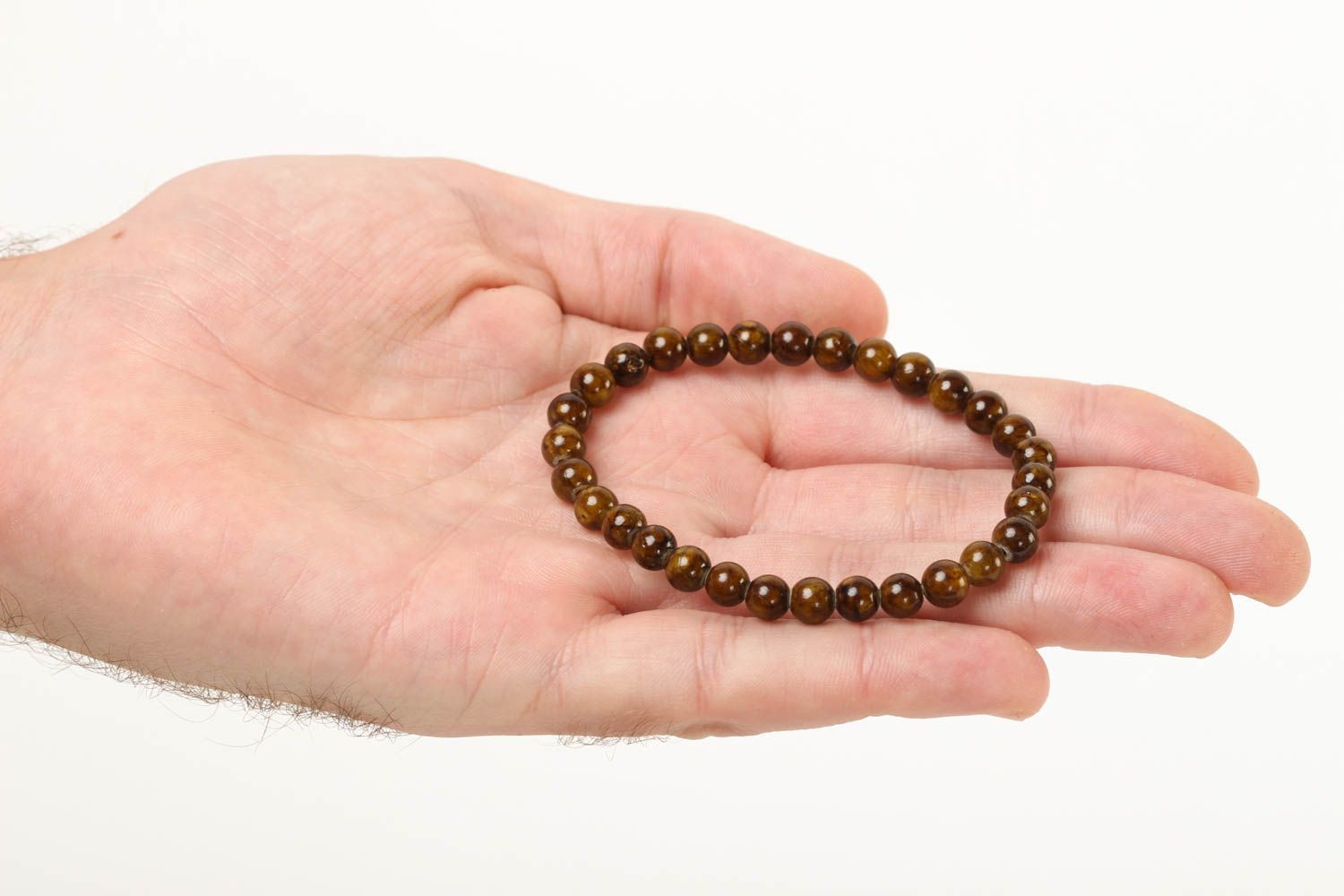 Natural nephrite beaded brown gemstone bracelet for women  photo 5