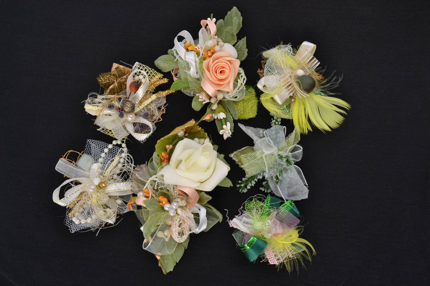 Set de fournitures pour broches faites main avec fleurs artificielles 7 pièces photo 2