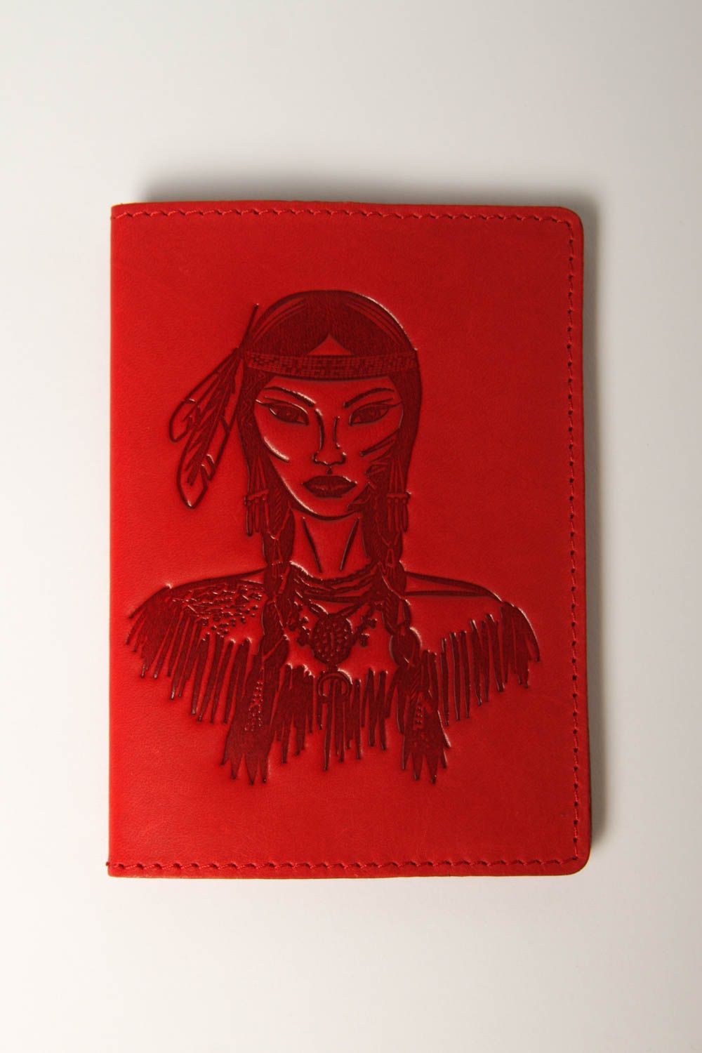 Red handmade passport cover unusual leather passport cover small gifts photo 2