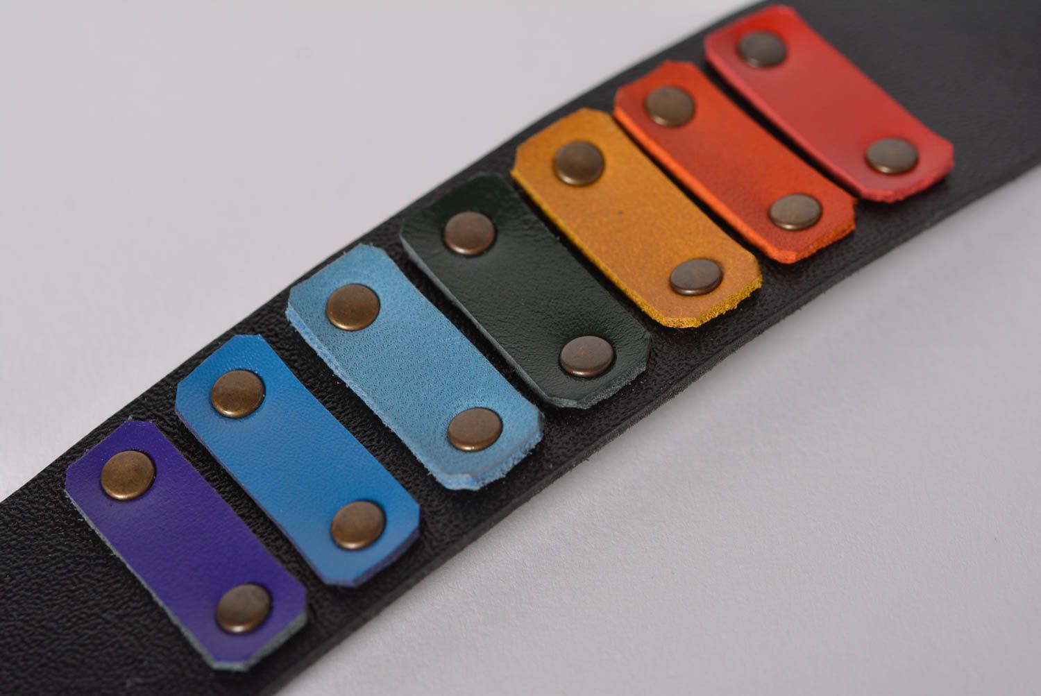 Bracelet cuir Bijou fait main large multicolore Accessoire design cadeau photo 5