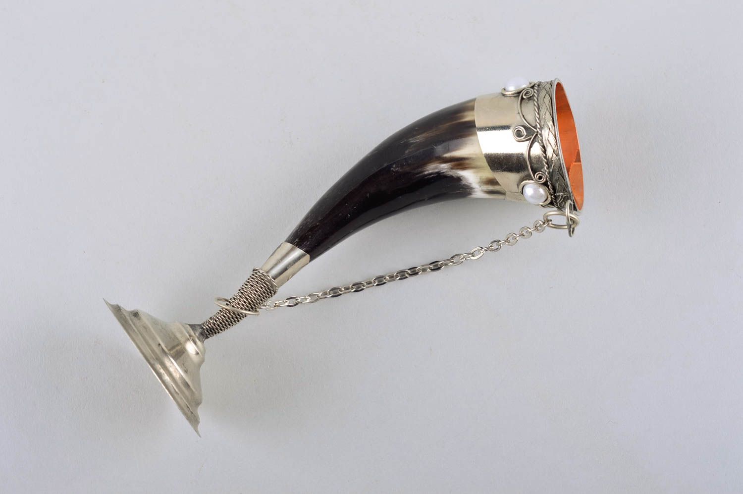 Unusual handmade drinking horn small gifts wine glass 50 ml drinkware ideas photo 4