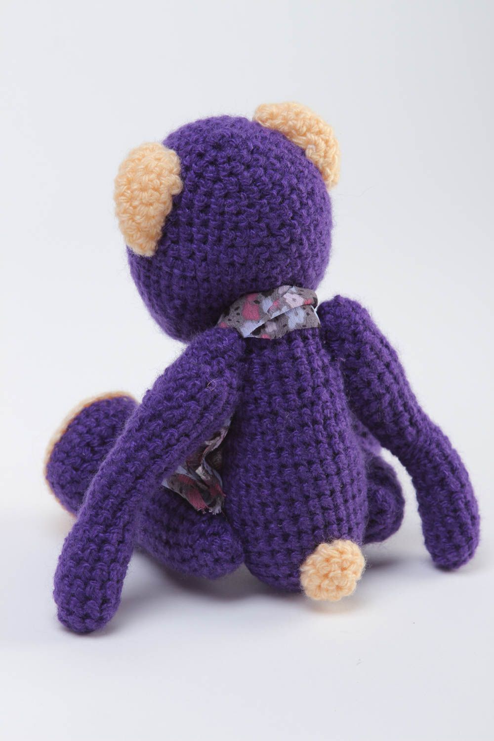 Jouet ours violet Peluche faite main tricotée au crochet Cadeau pour enfant photo 4