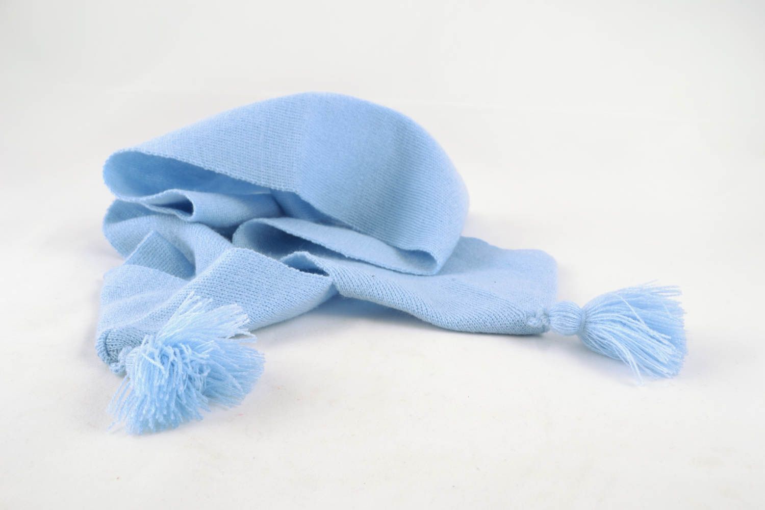 Écharpe bleue pour bébé avec gland faite main photo 4