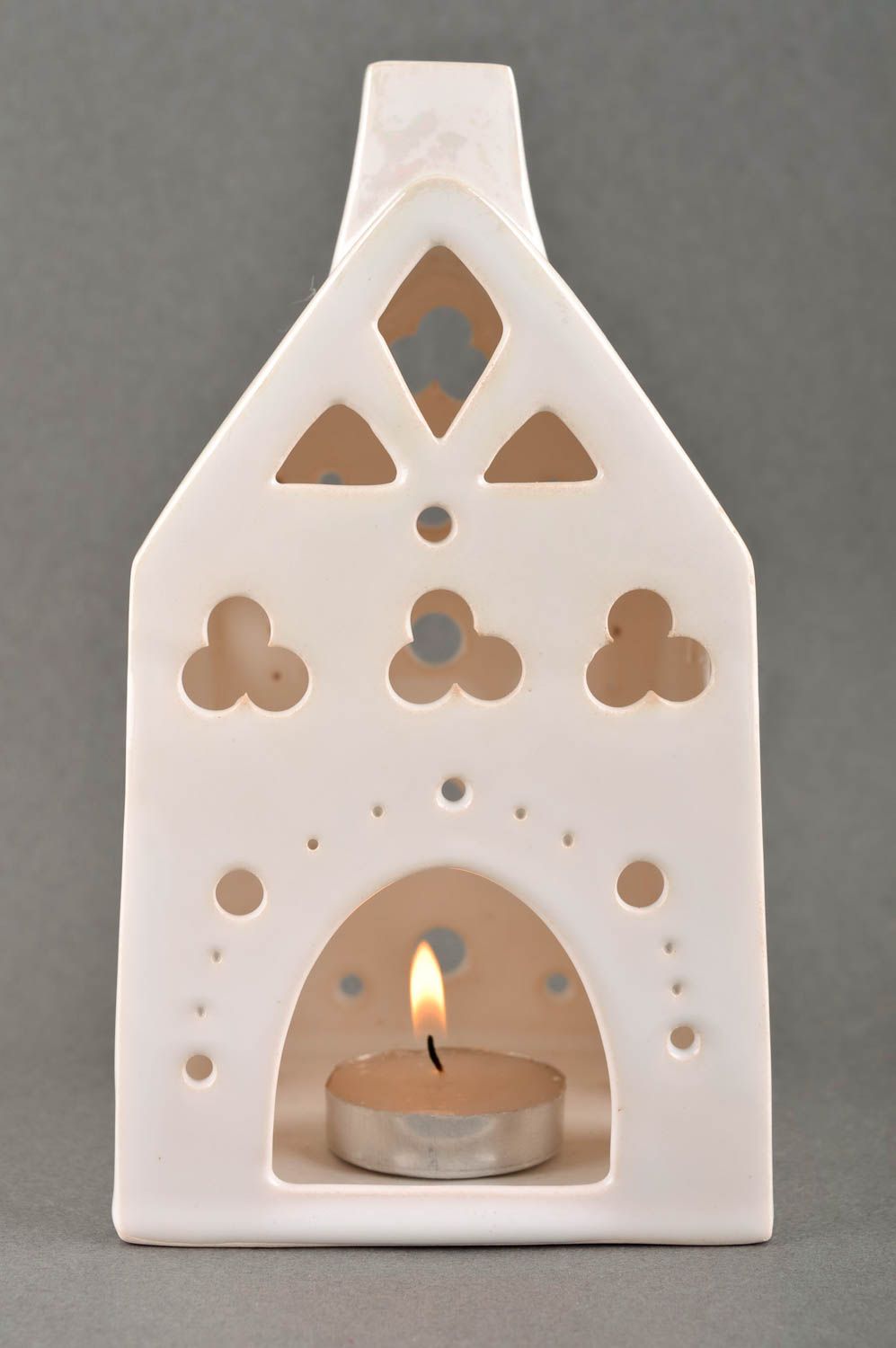 Portavelas de cerámica artesanal decoración de casa sostenedor de velas Casita foto 1
