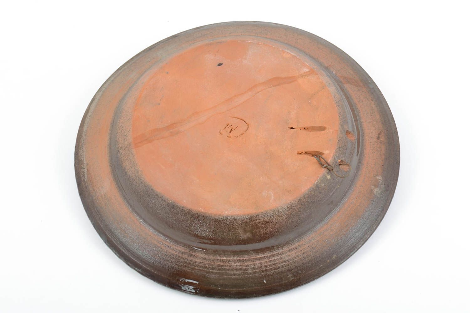 Оригинальное панно из глины в виде тарелки объемное покрытое глазурью хенд мэйд фото 5