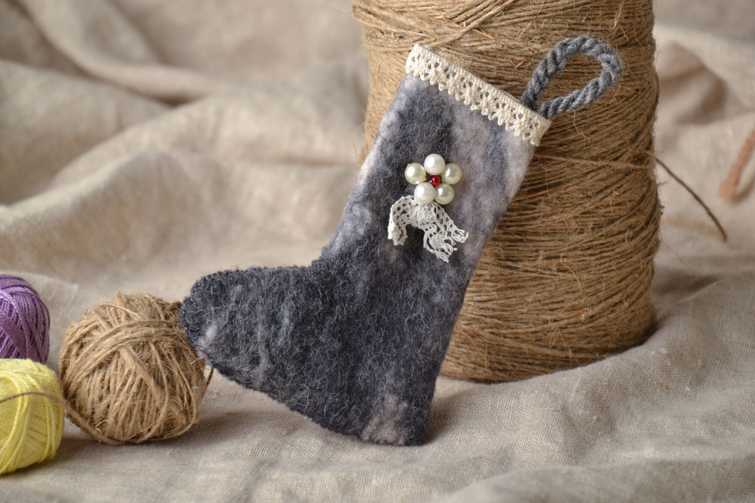 Interior decoration felted of wool Boot photo 1