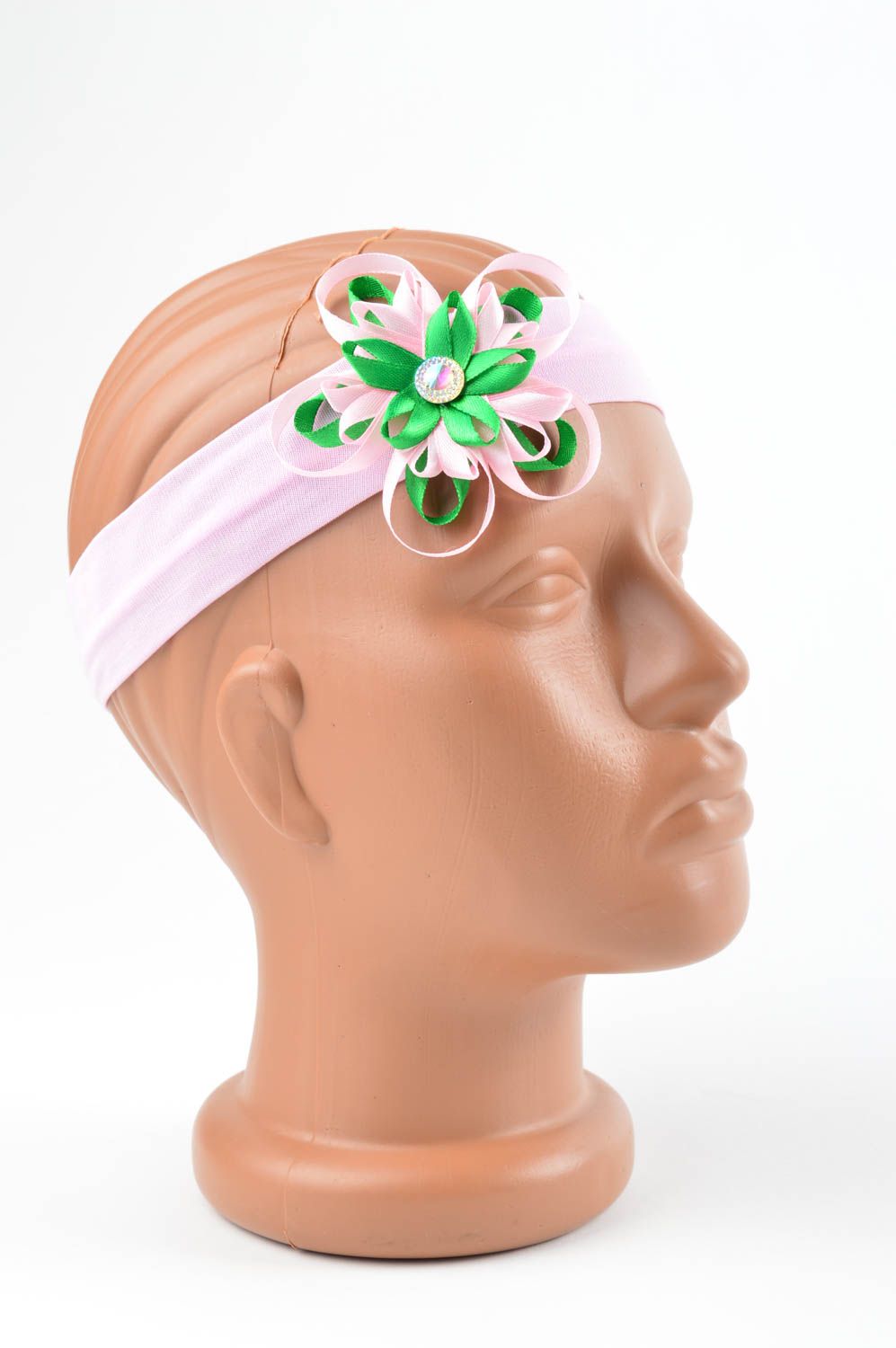 Повязка на голову хэнд мэйд розовая повязка для девочки детская повязка цветок фото 1