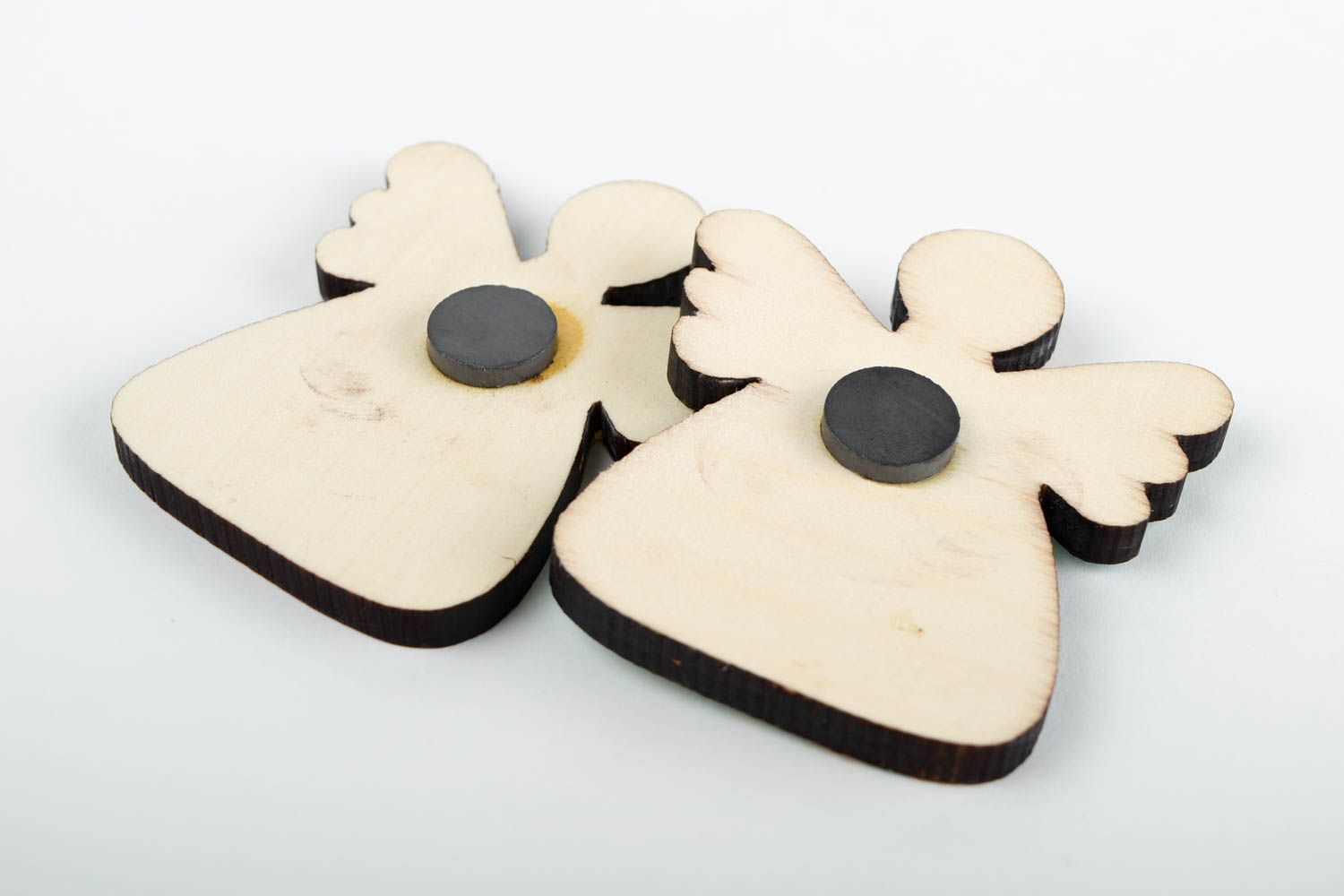 Magnets en bois Aimants frigo fait main peints 2 pièces Décoration cuisine Anges photo 5