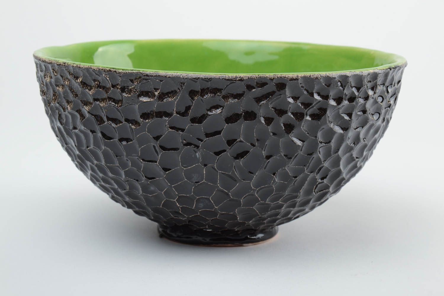 Escudilla cerámica honda artesanal marrón verde de 1100 ml foto 3