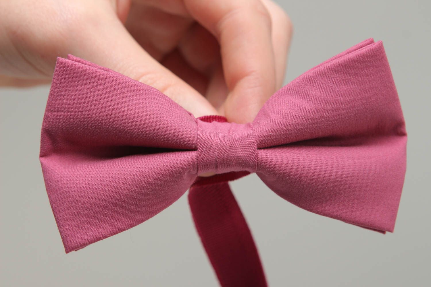 Pink cotton fabric bow tie photo 4
