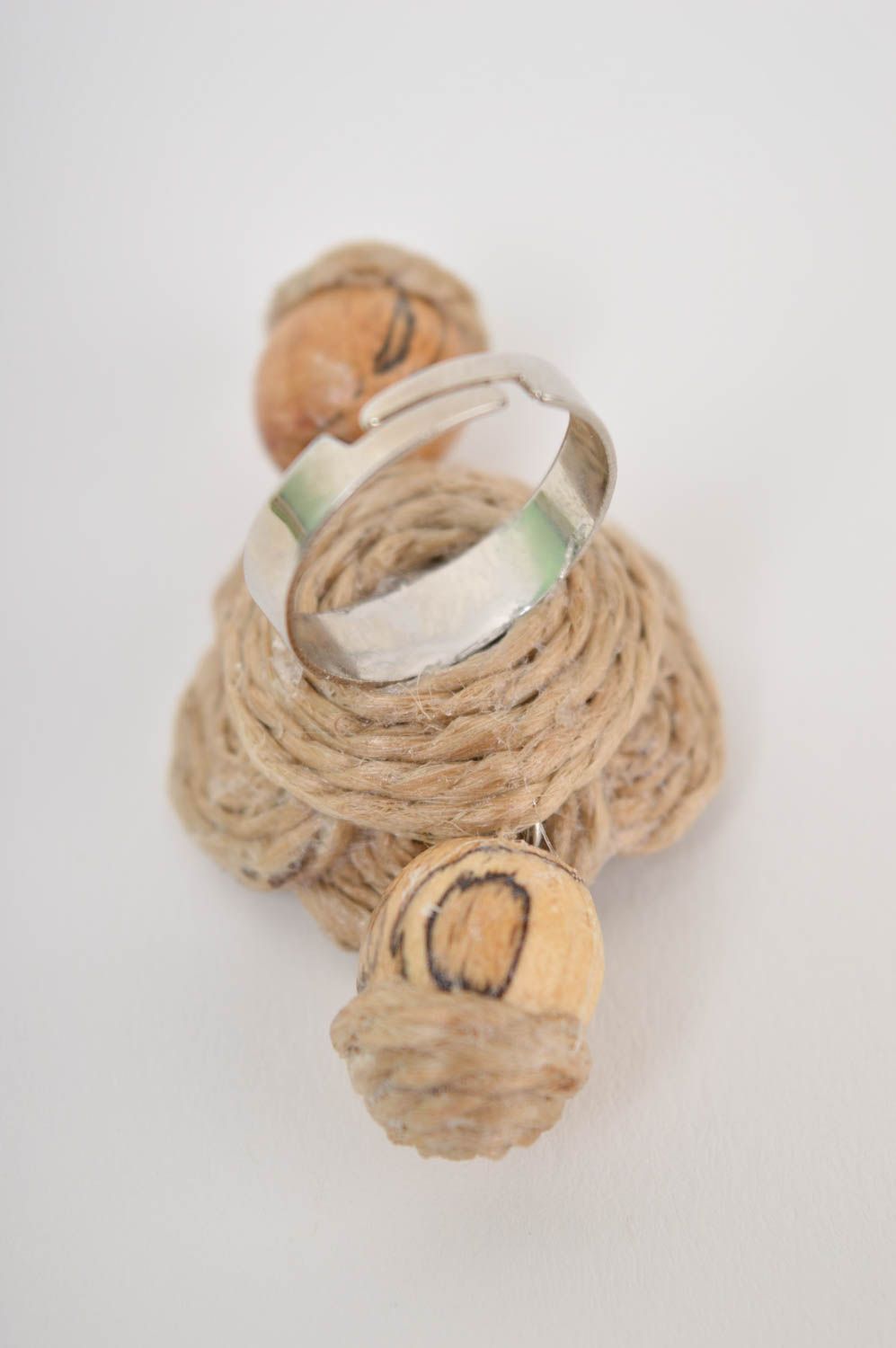 Handmade Blumen Ring aus Bindfaden Damen Modeschmuck Accessoire für Frauen foto 4