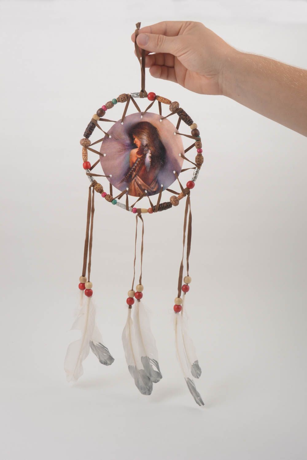 Handmade Deko Anhänger Indianer Traumfänger originelles Geschenk ungewöhnlich foto 5