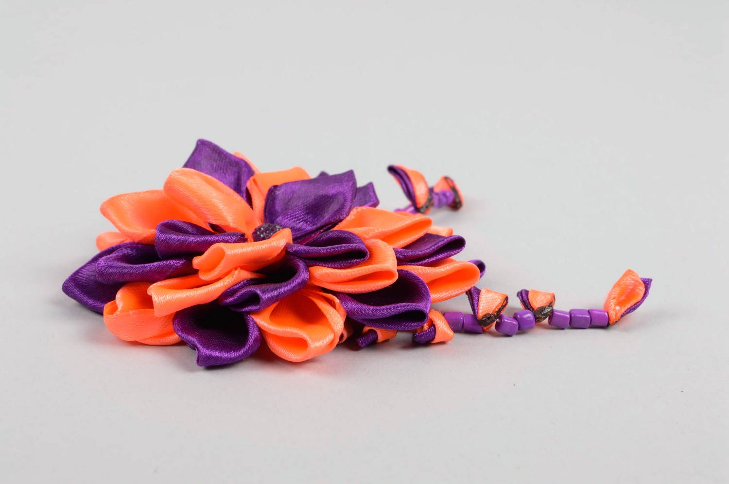 Violett orange Blume Haarspange handgemachter Schmuck Accessoire für Mädchen  foto 3