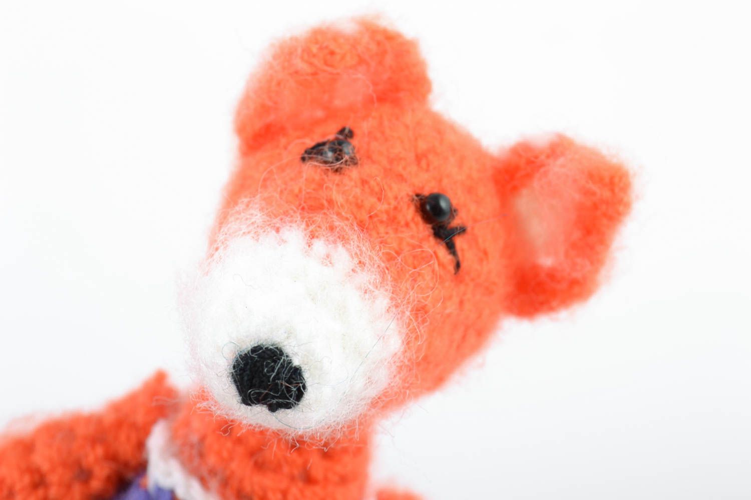 Beautiful multicolored handmade soft crochet toy fox photo 4
