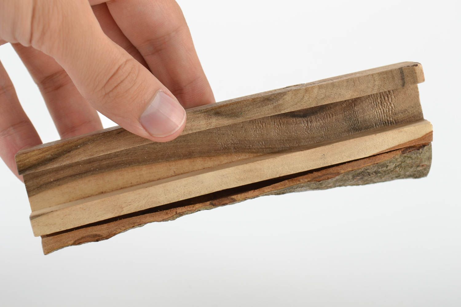 Porte-tablette et téléphone en bois verni fait main écologique insolite photo 5
