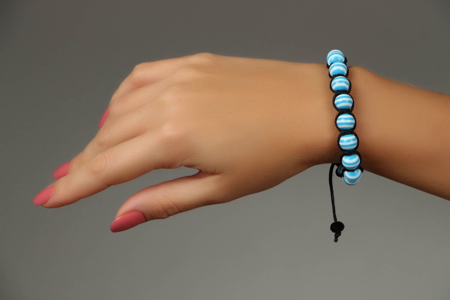Bracelet avec perles de verre et tressage fait main photo 6