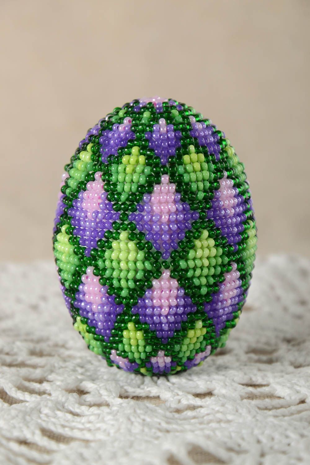 Beaded decor element handmade decorative egg stylish accessory for home photo 1