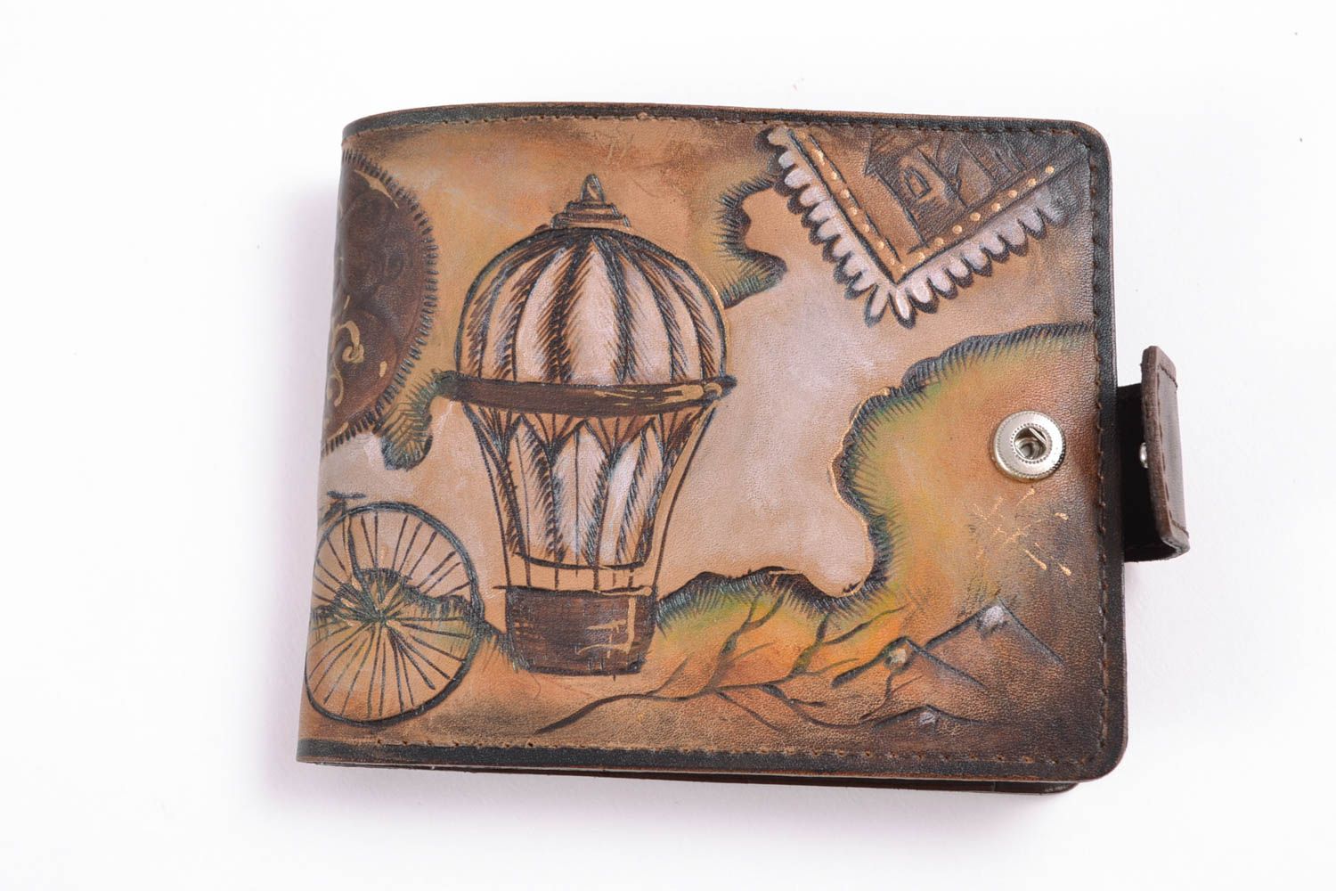 Genuine leather wallet with painting photo 2