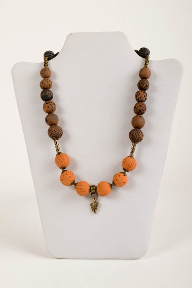 Ethnic necklace handmade ceramic accessory clay jewelry fashion jewelry
 photo 2