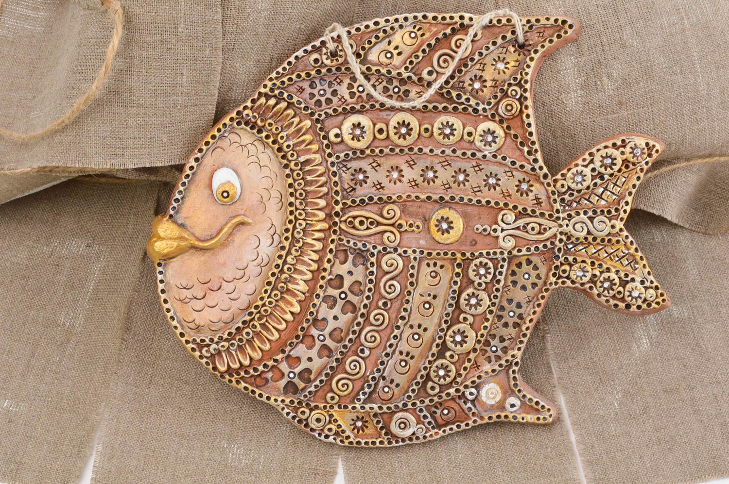 Панно на стену подарок ручной работы панно декоративное в виде рыбы красивое фото 1