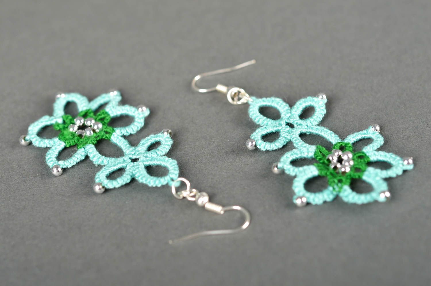 Unusual handmade textile earrings woven flower earrings trendy jewelry designs photo 5