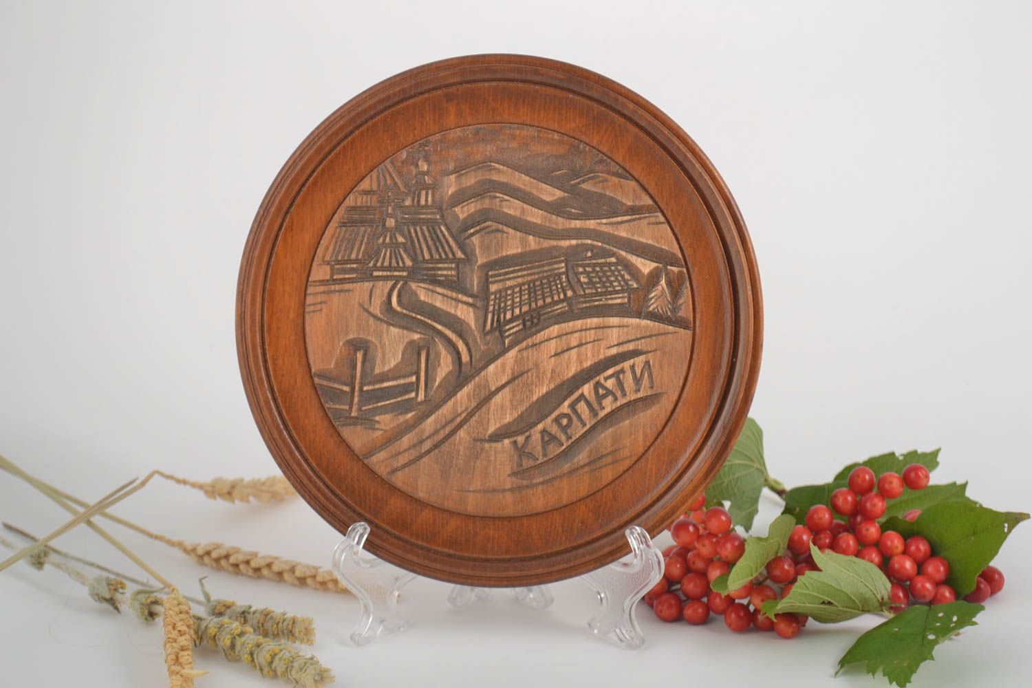 Wood decoration handmade wall plate wooden plate rustic home decor unique gifts photo 1