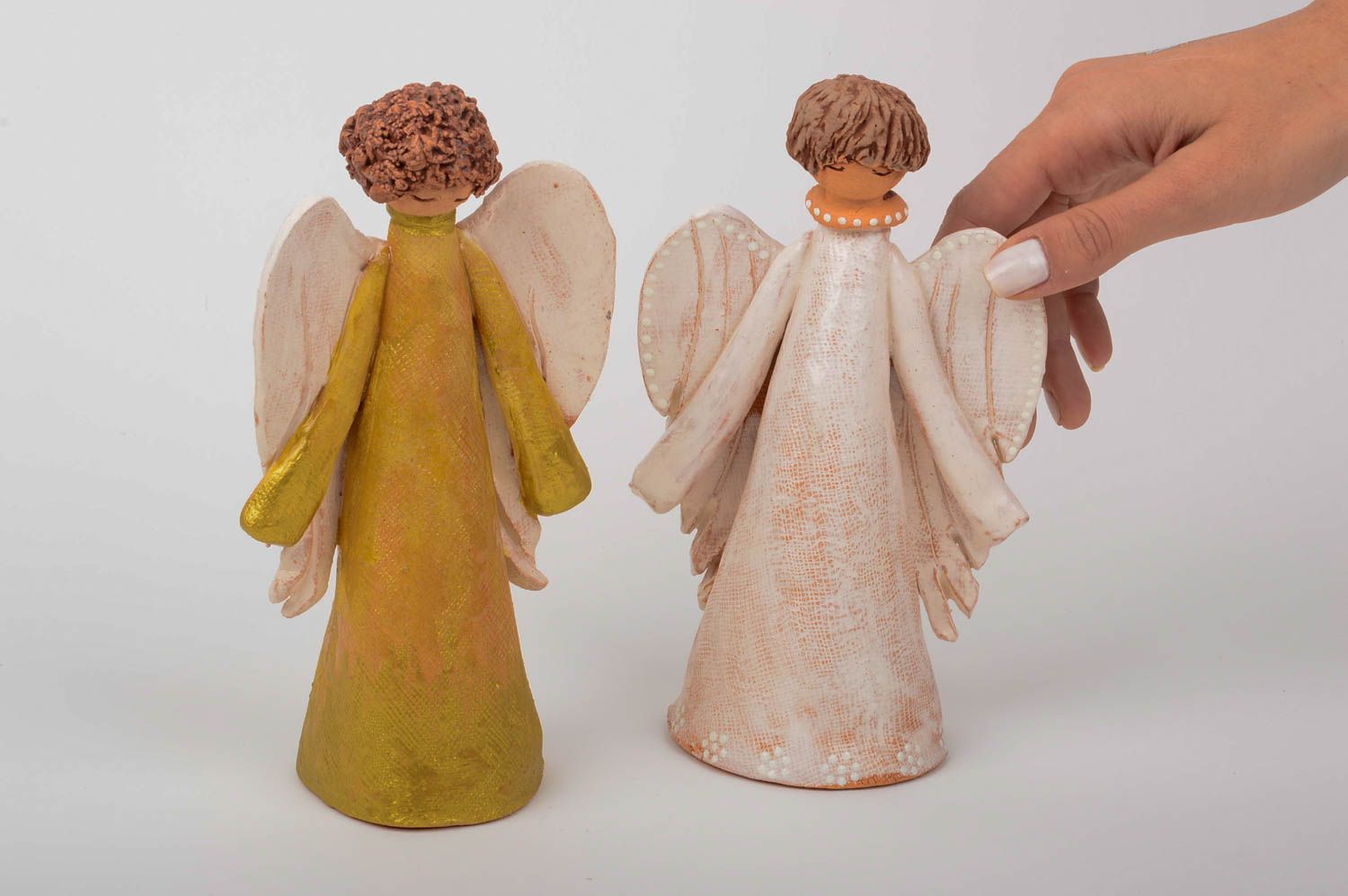 Figuras de barro artesanales decoración de hogar regalos para amigos ángeles foto 2