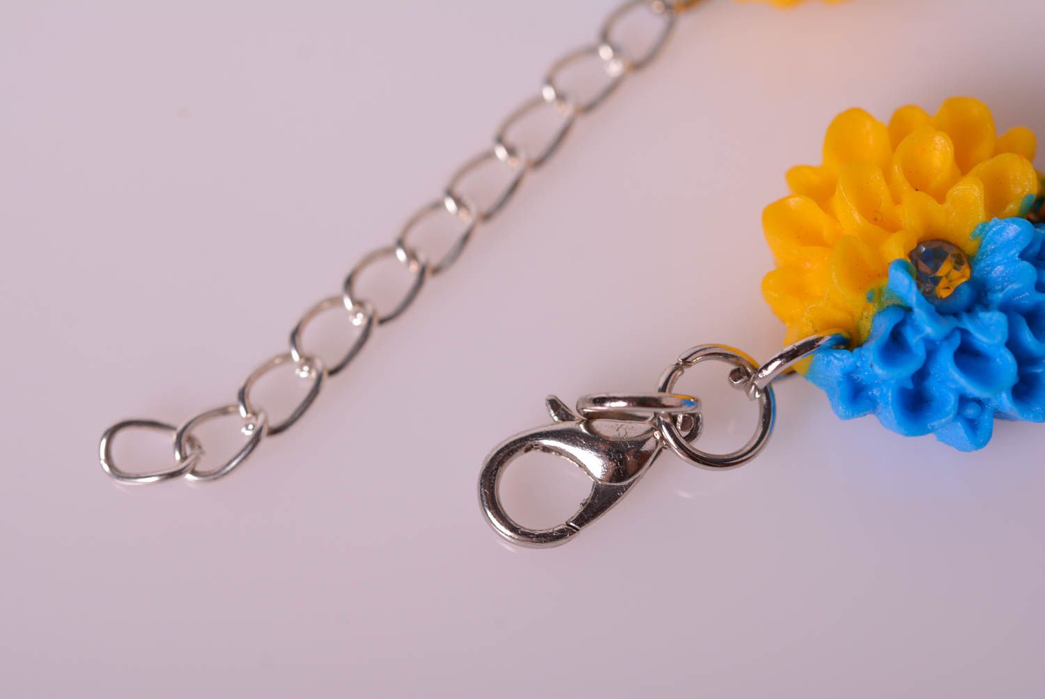 Chain tennis clay yellow and blue flowers bracelet photo 6