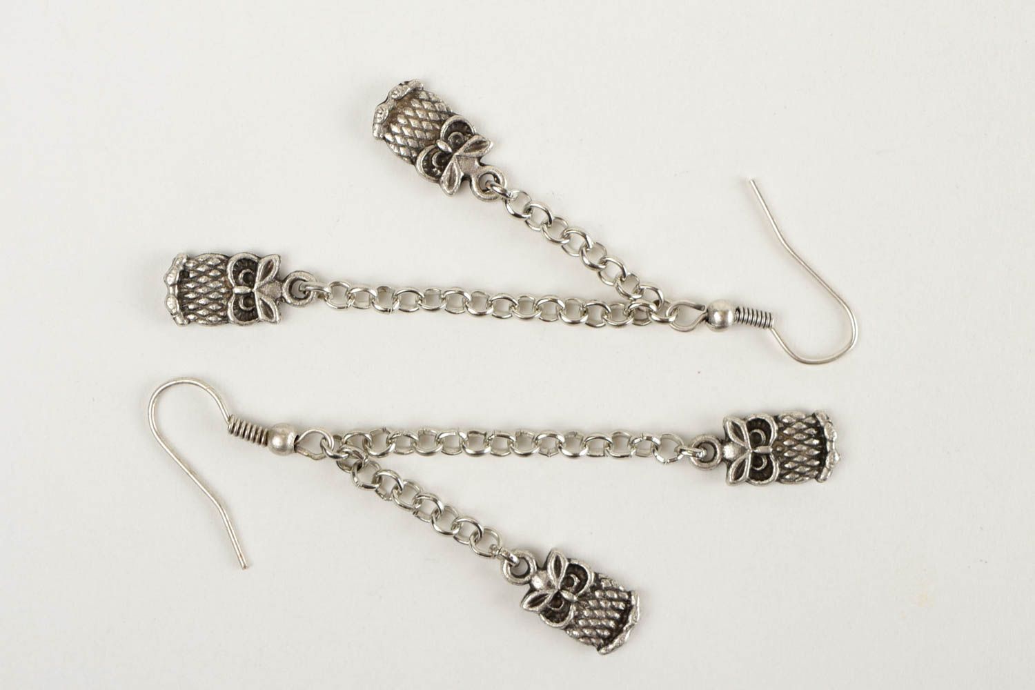 Handmade metal earrings long designer accessories women fashion gift idea  photo 3