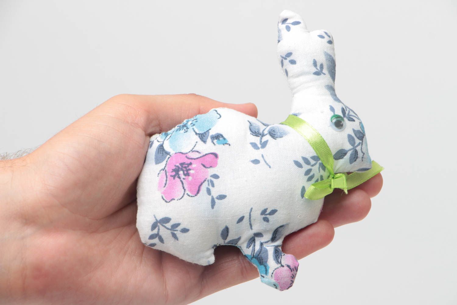 Designer unusual beautiful handmade soft toy rabbit in flowers photo 5